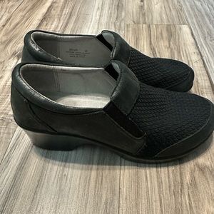 Algeria | Eryn Black Leather Mesh Comfort Shoes | Slip on| Size 38 | US 8-8.5